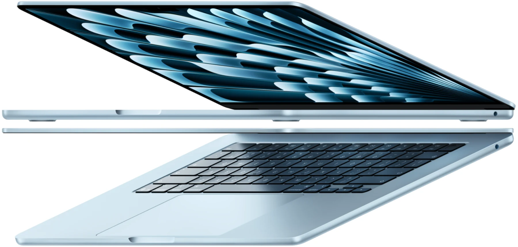 M5 MacBook Air in sky blue, official product image
